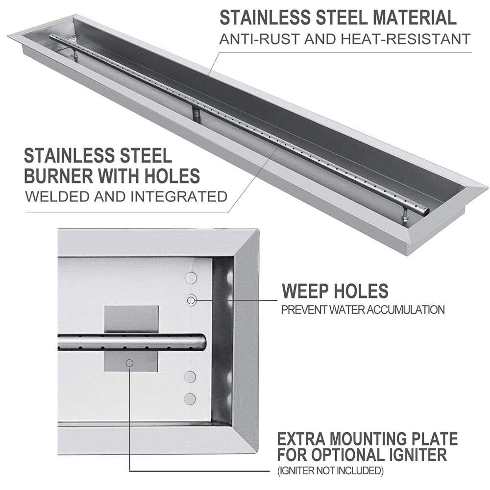Fire Pit Burner Pan Kit: 76.2cm Linear Burner: image 5